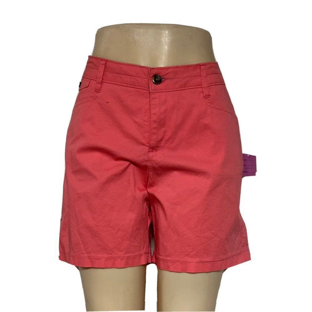 LEE Natural Fit Women's Cotton Spandex Blend Pink Chino Shorts Size Medium #1117